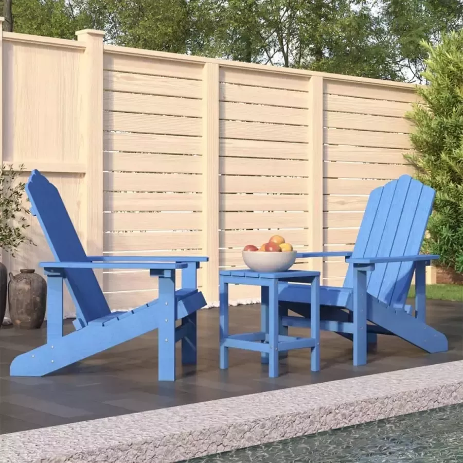 Prolenta Premium Tuinstoelen Adirondack met tafel HDPE aquablauw