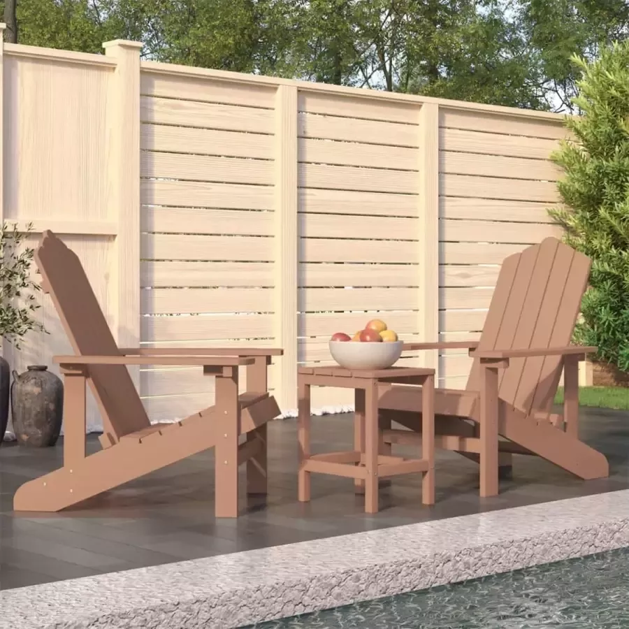 Prolenta Premium Tuinstoelen Adirondack met tafel HDPE bruin