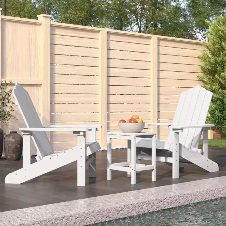 Prolenta Premium Tuinstoelen Adirondack met tafel HDPE wit