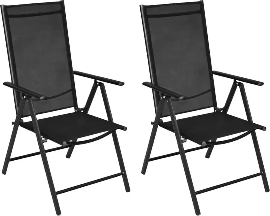 Prolenta Premium Tuinstoelen inklapbaar 2 st aluminium en textileen zwart