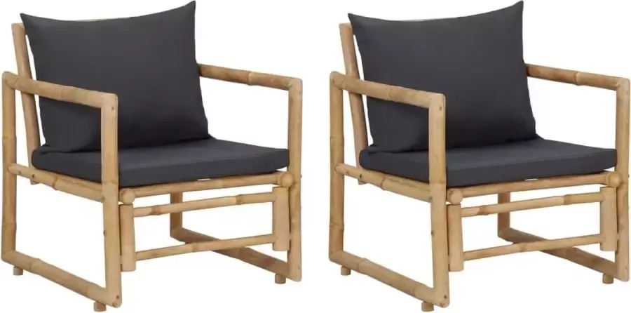 Prolenta Premium Tuinstoelen met kussens 2 st bamboe