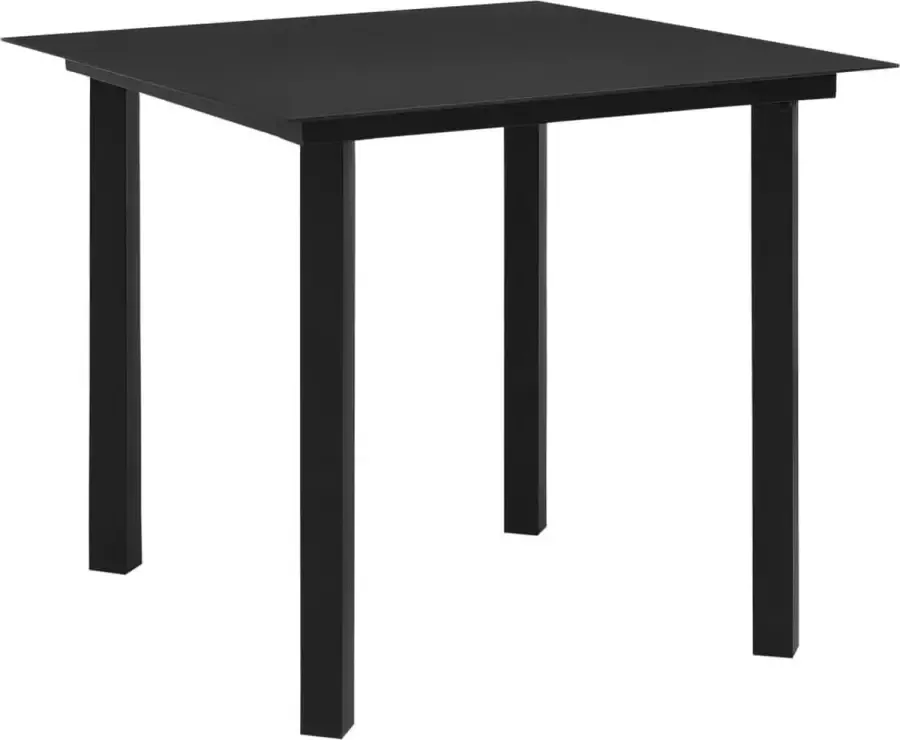 Prolenta Premium Tuintafel 80x80x74 cm staal en glas zwart