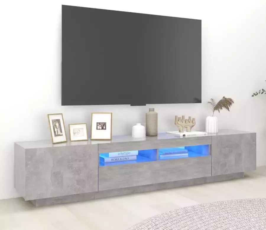 ForYou Prolenta Premium Tv-meubel met LED-verlichting 200x35x40 cm betongrijs