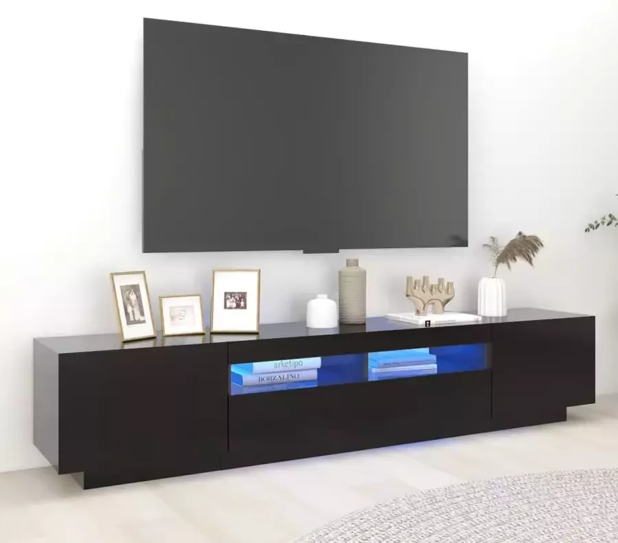ForYou Prolenta Premium Tv-meubel met LED-verlichting 200x35x40 cm zwart