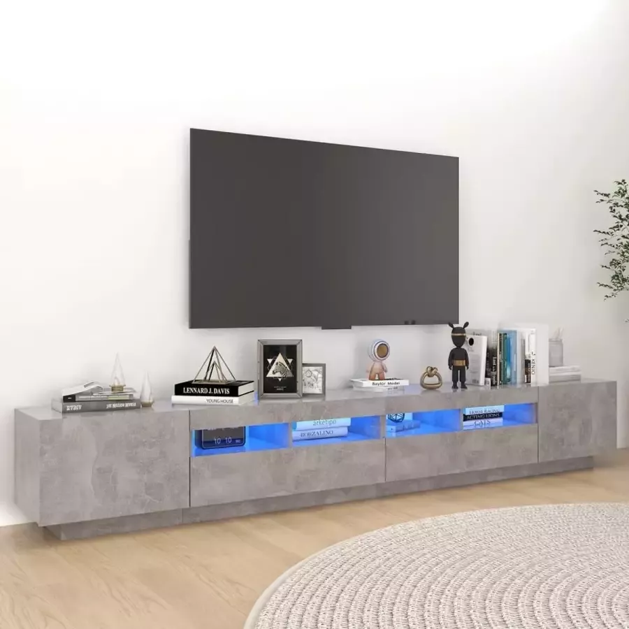 Prolenta Premium Tv-meubel met LED-verlichting 260x35x40 cm betongrijs