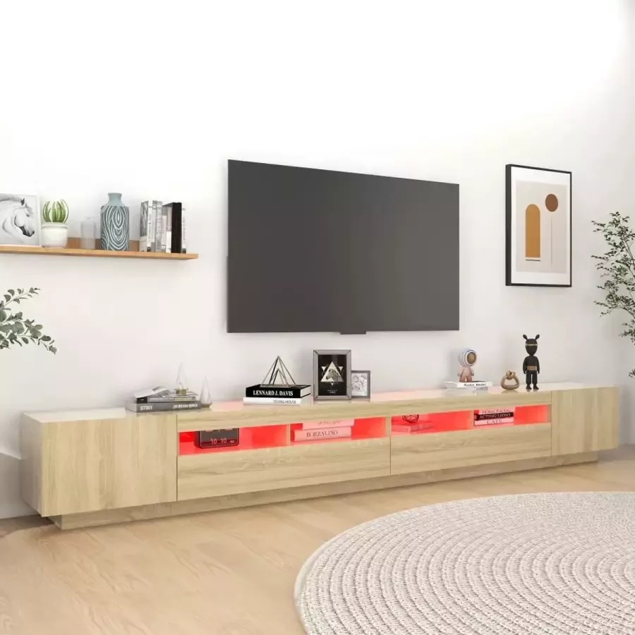 ForYou Prolenta Premium Tv-meubel met LED-verlichting 300x35x40 cm sonoma eikenkleurig
