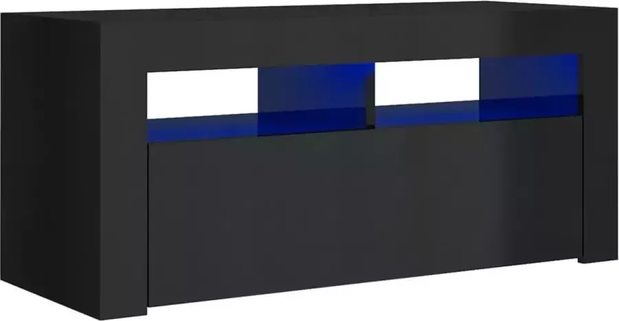 Prolenta Premium Tv-meubel met LED-verlichting 90x35x40 cm hoogglans zwart