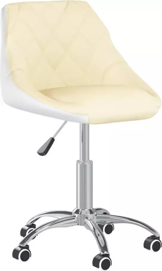 VIDAXL Kantoorstoel draaibaar kunstleer crèmekleurig en wit - Foto 2