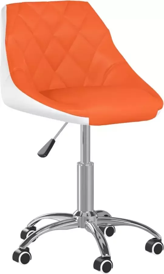 Prolenta Premium vidaXL Kantoorstoel draaibaar kunstleer oranje en wit - Foto 2