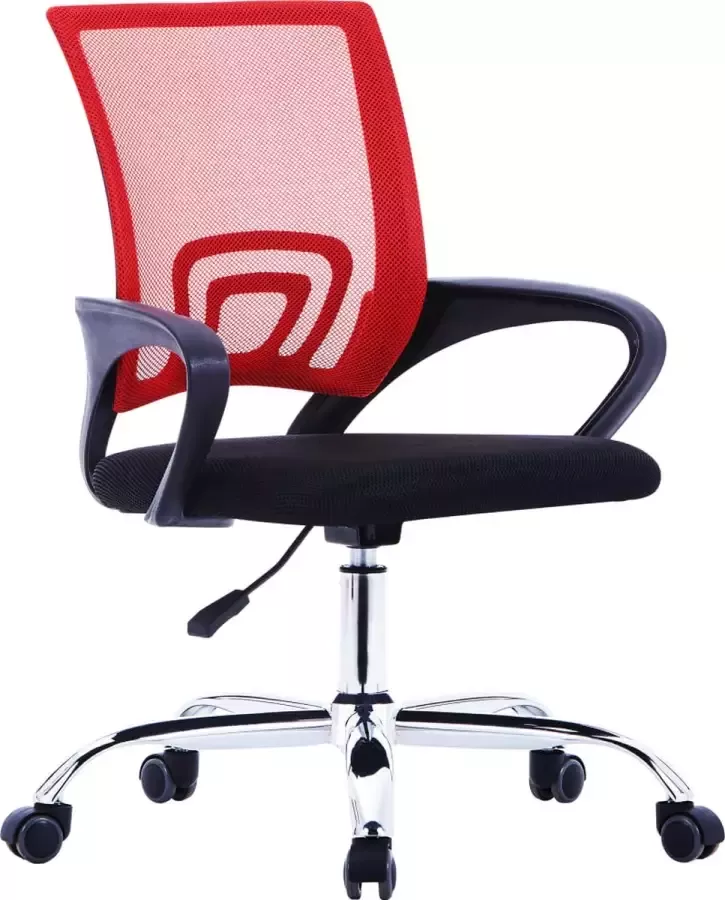 Prolenta Premium vidaXL Kantoorstoel met mesh rugleuning stof rood - Foto 1