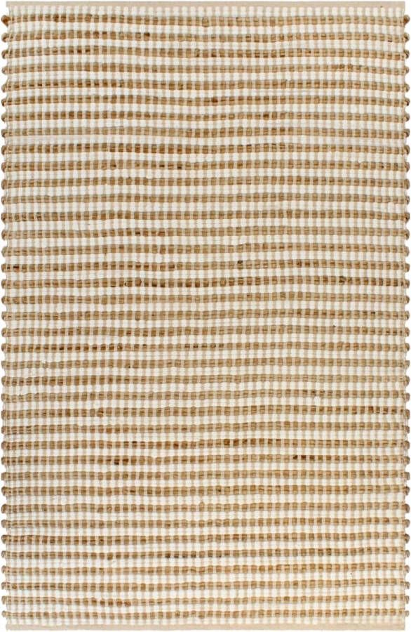 Prolenta Premium Vloerkleed 120x180 cm handgeweven jute naturel en wit