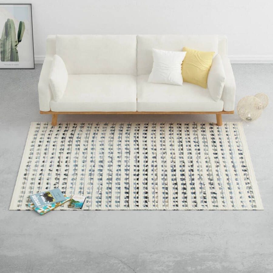 Prolenta Premium Vloerkleed 160x230 cm denim wol blauw en wit