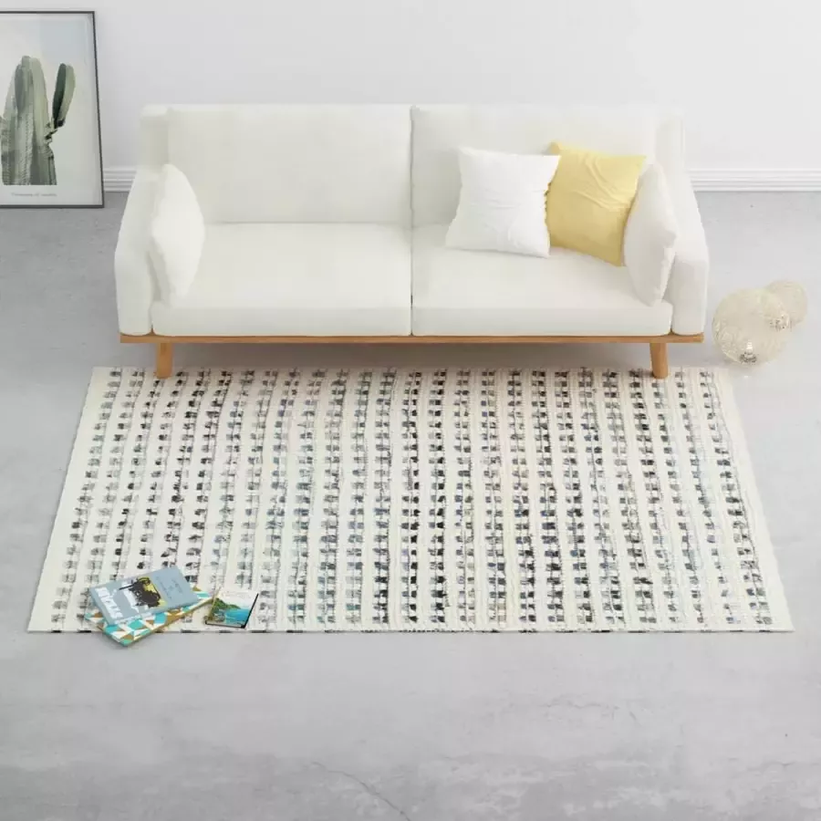 Prolenta Premium Vloerkleed 160x230 cm denim wol blauw en wit
