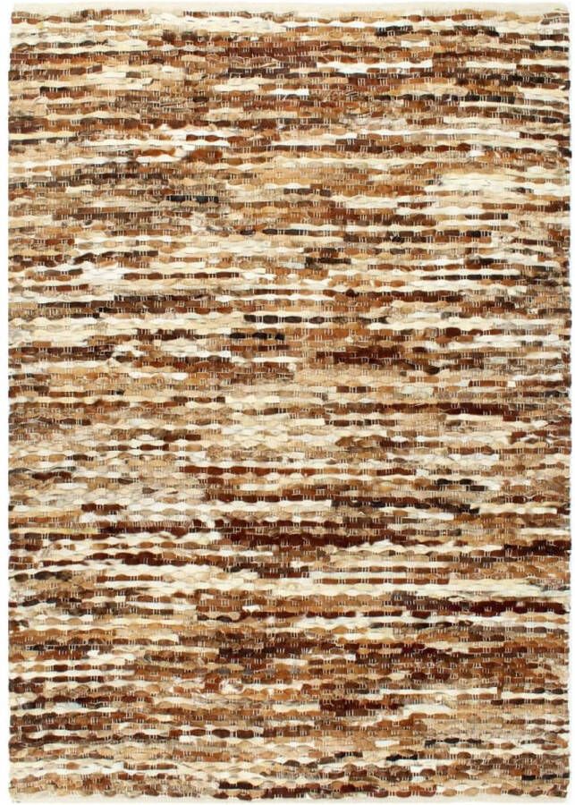 Prolenta Premium Vloerkleed 160x230 cm echt harig leer bruin wit
