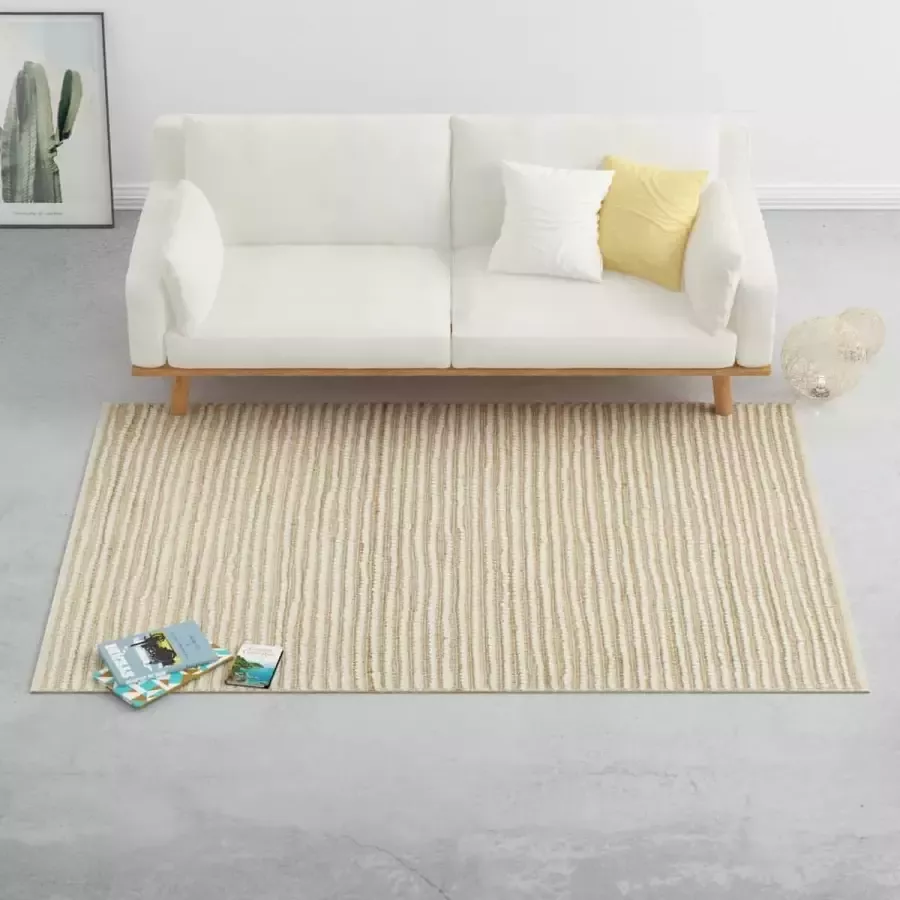 Prolenta Premium Vloerkleed 160x230 cm hennep wol naturel en wit