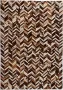 Prolenta Premium Vloerkleed chevron patchwork 80x150 cm echt leer bruin wit - Thumbnail 1