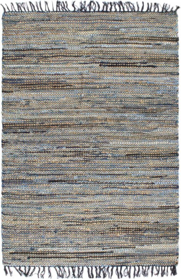 Prolenta Premium Vloerkleed chindi handgeweven 120x170 cm denim jute meerkleurig