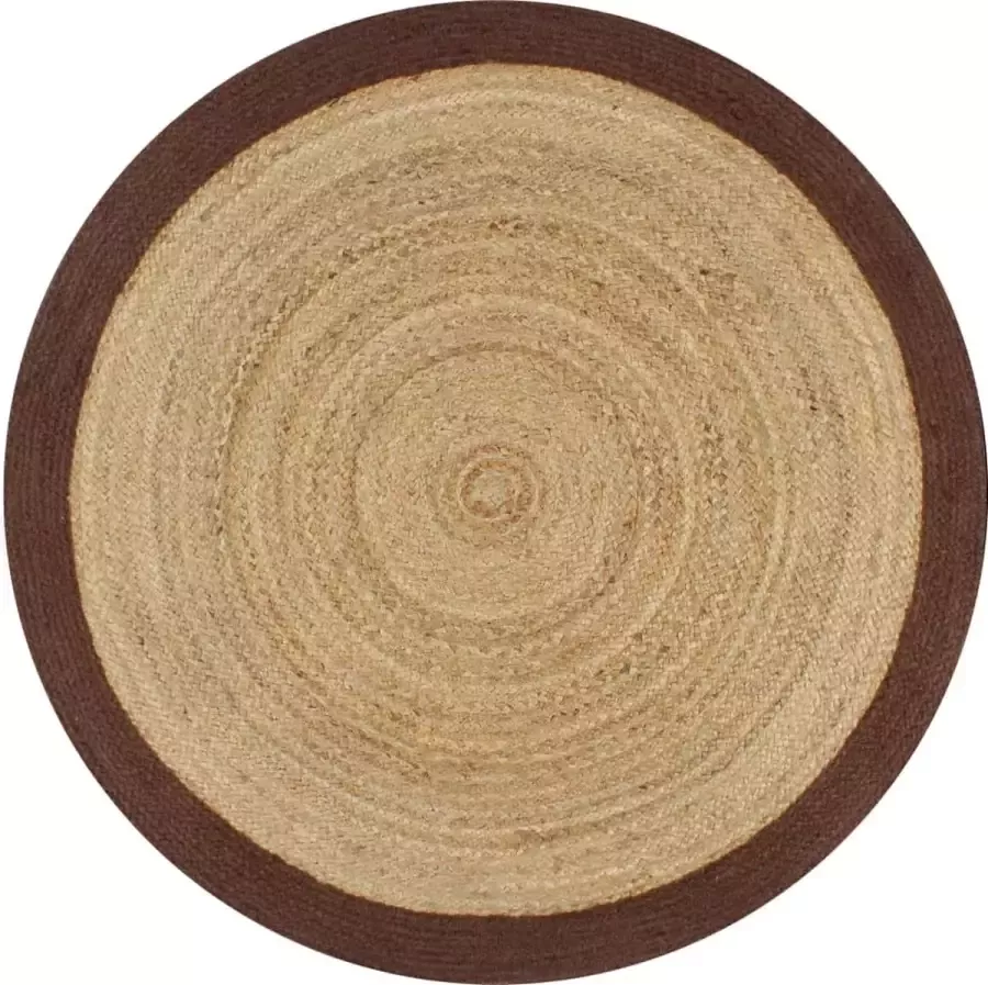 Prolenta Premium Vloerkleed handgemaakt met bruine rand 150 cm jute