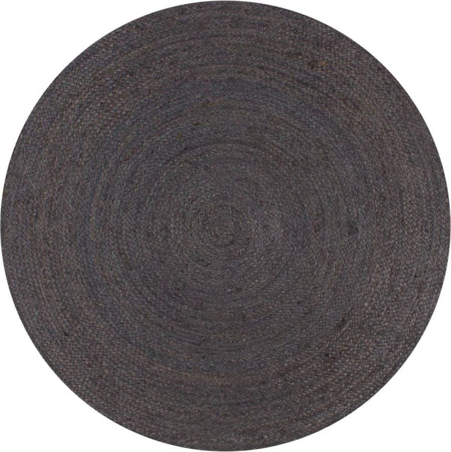 Prolenta Premium Vloerkleed handgemaakt rond 120 cm jute donkergrijs