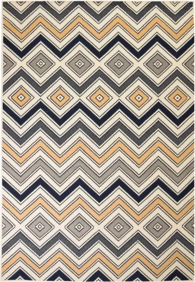 Prolenta Premium Vloerkleed modern zigzag ontwerp 120x170 cm bruin zwart blauw