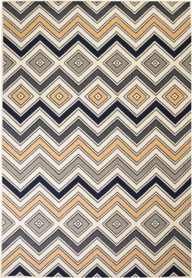 Prolenta Premium Vloerkleed modern zigzag ontwerp 80x150 cm bruin zwart blauw