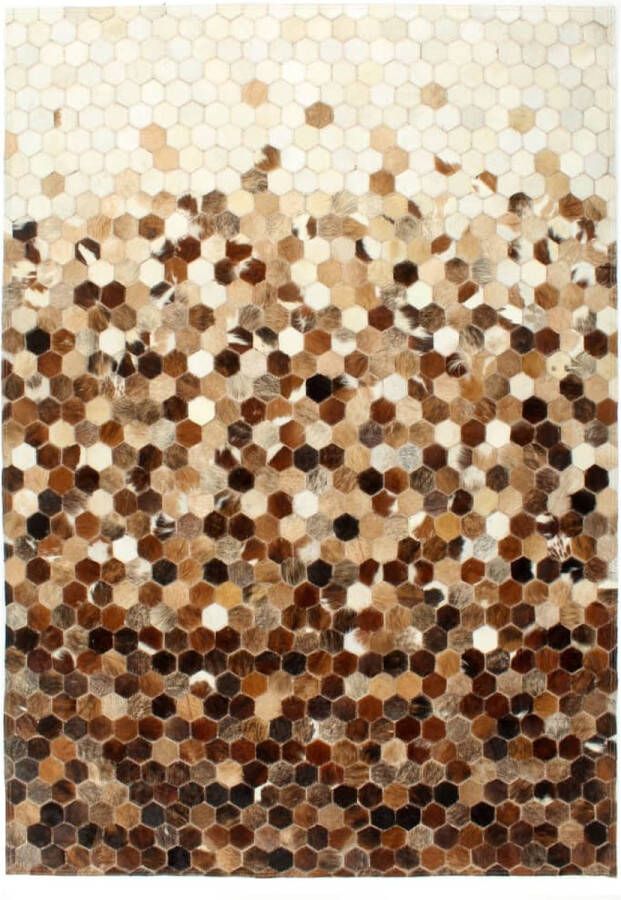 Prolenta Premium Vloerkleed patchwork 160x230 cm echt harig leer bruin wit