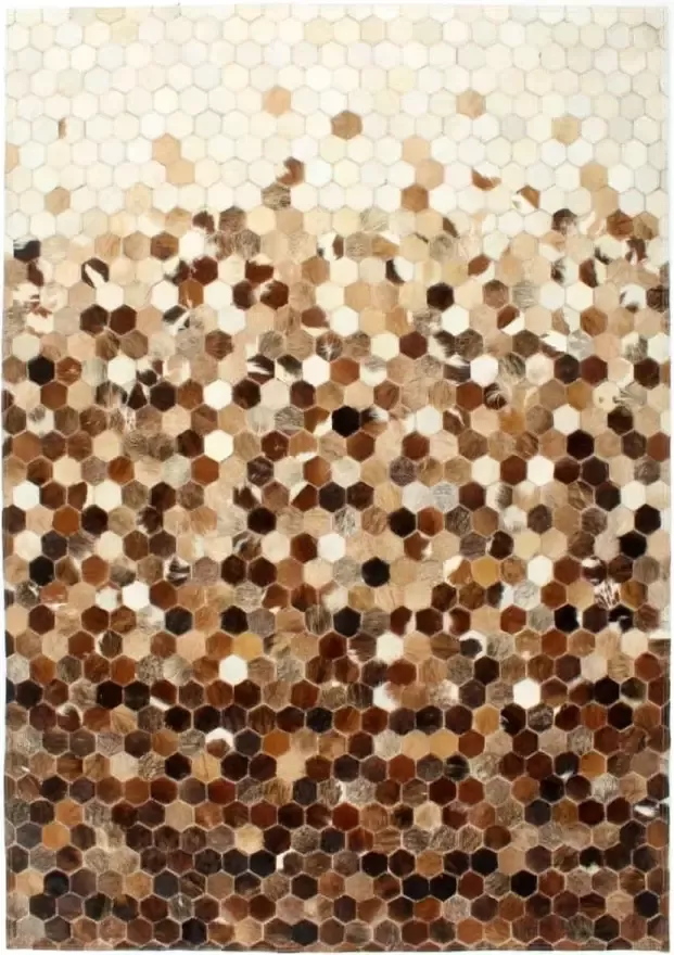 Prolenta Premium Vloerkleed patchwork 160x230 cm echt harig leer bruin wit
