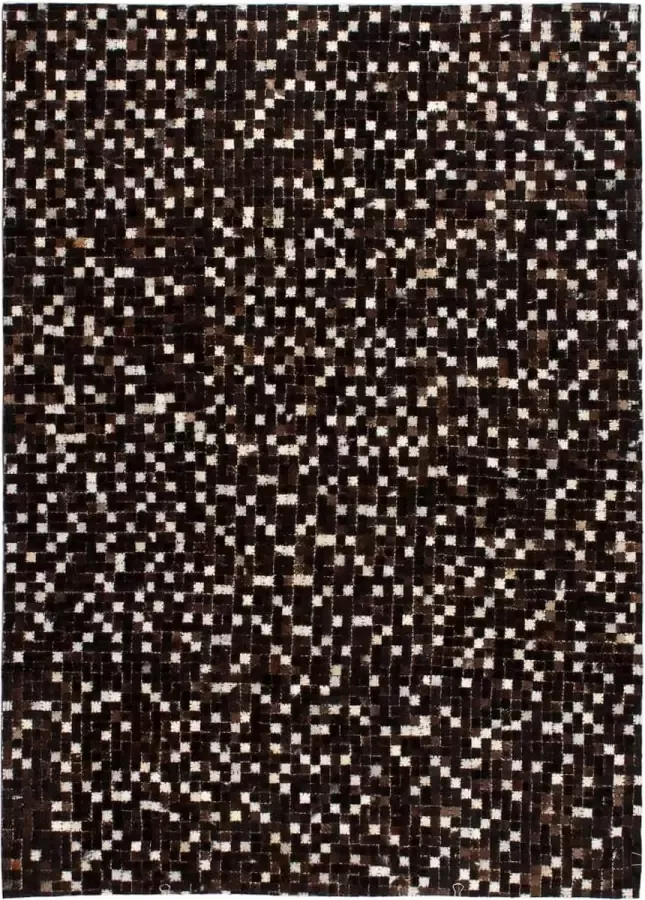 Prolenta Premium Vloerkleed vierkant patchwork 120x170 cm echt leer zwart wit