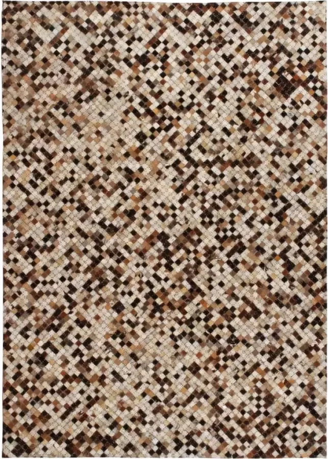 Prolenta Premium Vloerkleed vierkant patchwork 160x230 cm echt leer bruin wit