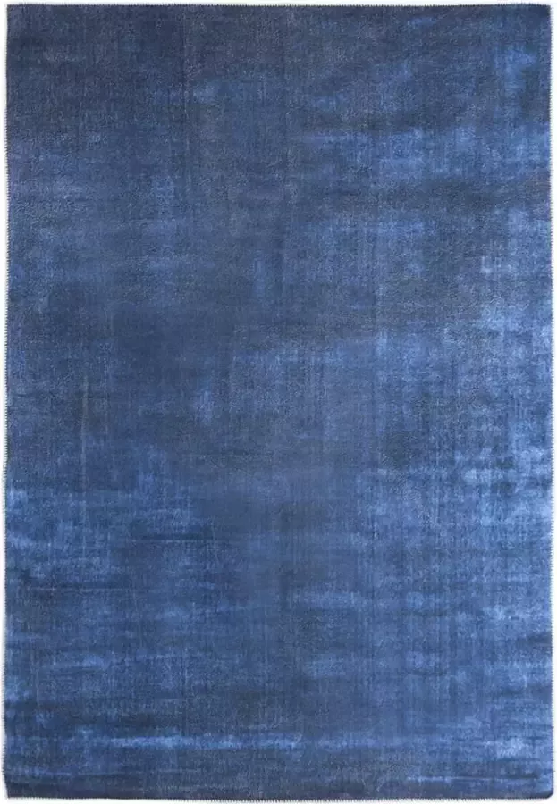 Prolenta Premium Vloerkleed wasbaar opvouwbaar 120x170 cm polyester marineblauw