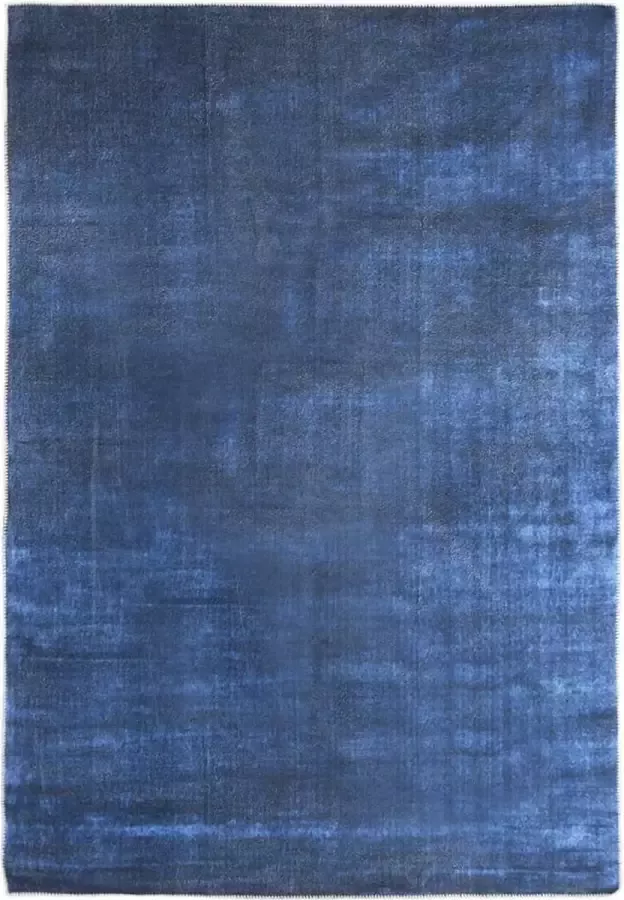 Prolenta Premium Vloerkleed wasbaar opvouwbaar 140x200 cm polyester marineblauw