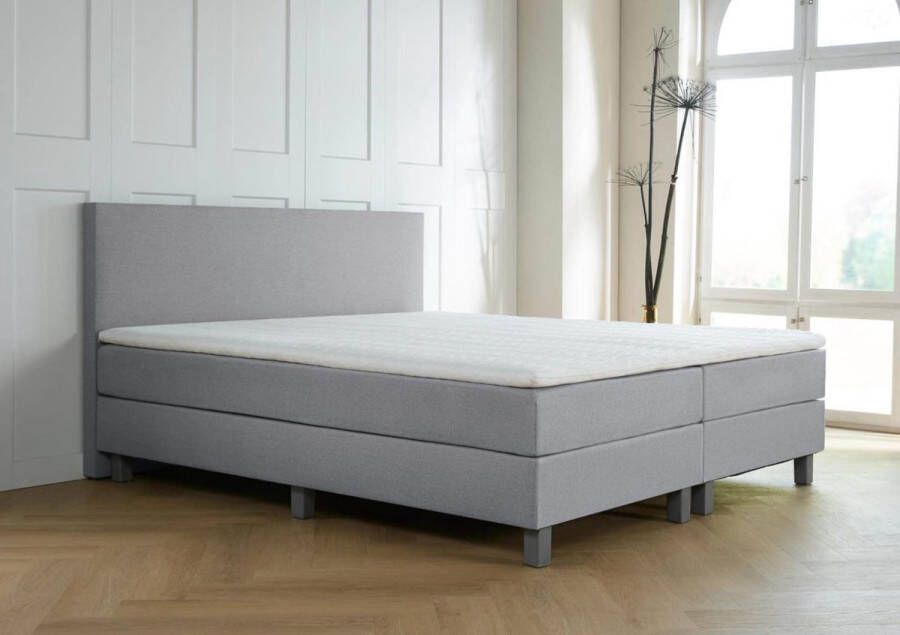 ProMatrassen Boxspring Basic 2-persoons 140x200 cm Grijs stof Pocketvering Matras