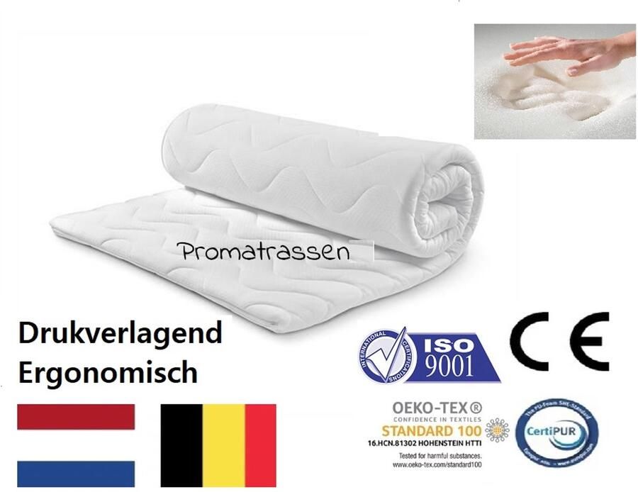 ProMatrassen Topdek Matras Topper Topdek -Topdekmatras-80x180-Traagschuim Nasa Visco-7cm dik