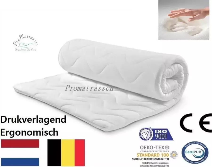 ProMatrassen Topdek Matras Topper -Topdekmatras-120x220-Traagschuim Nasa Visco -10cm dik