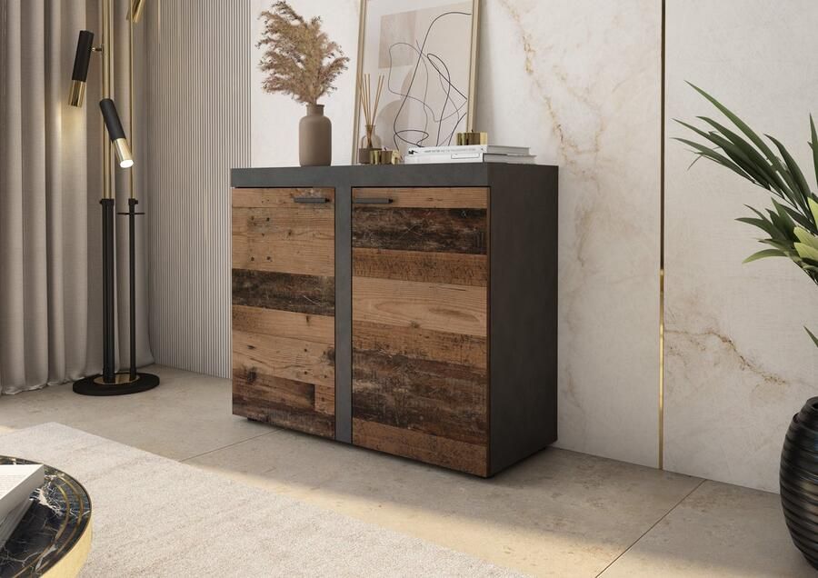 Promeubels Dressoir Rocky 1 Old wood Antraciet 97cm Kast Commode Woonkamer Slaapkamer Opbergkast