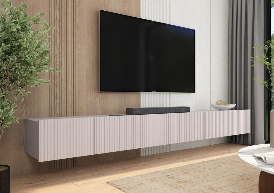 Promeubels Tv meubel Kingston Beige 300cm (2x 150cm) Tv kast Hangend of staand
