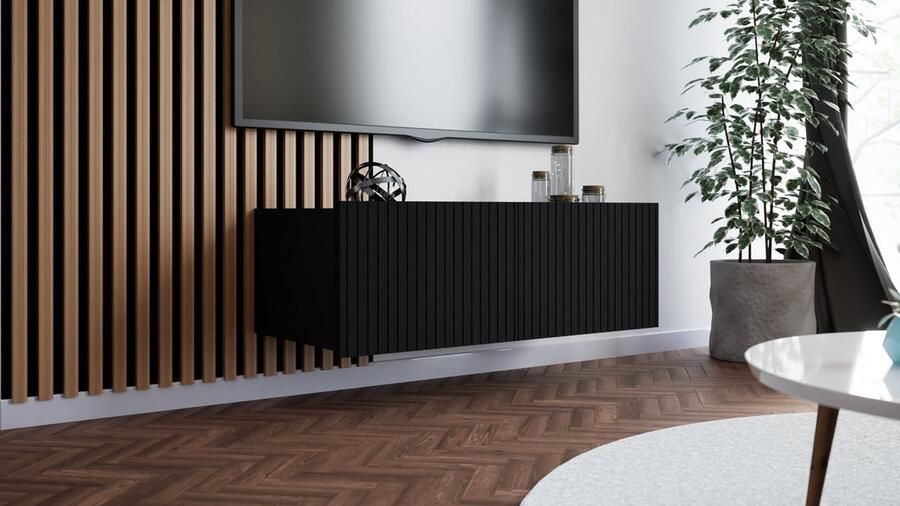 Promeubels Tv meubel Kingston Zwart mat 100cm Tv kast Hangend of staand