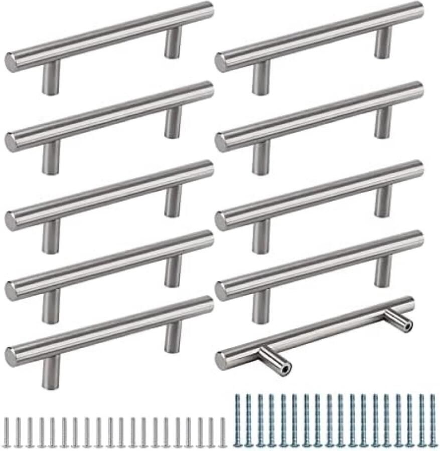 PromoHome 10 stuks moderne meubelhandvatten geborsteld roestvrijstalen grepen voor kasten en lades