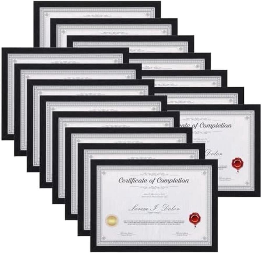 PromoHome 15 A4 Fotolijsten Set met Passe-partout Zwarte Houten Lijsten voor Foto's Formaat A4 (21x29 7 cm) en 15x20 cm Moderne Muur en Tafel Decoratie
