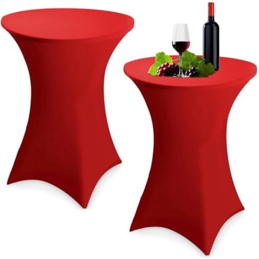 PromoHome 2-delige rekbaar tafelkleed voor statafels 80x110 cm Feestrood