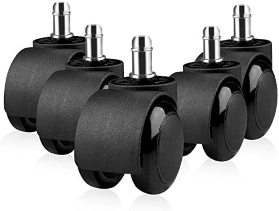 PromoHome Bureaustoelwielen Set 5 Stuks Zwarte Vloerbeschermers