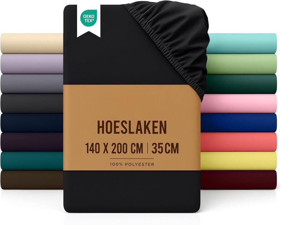 PromoHome Geborsteld Microvezel Hoeslaken 140x200 cm Elastische Randen Geschikt voor Matrassen tot 35 cm Diep Krimp- en Vervagingsbestendig Marineblauw