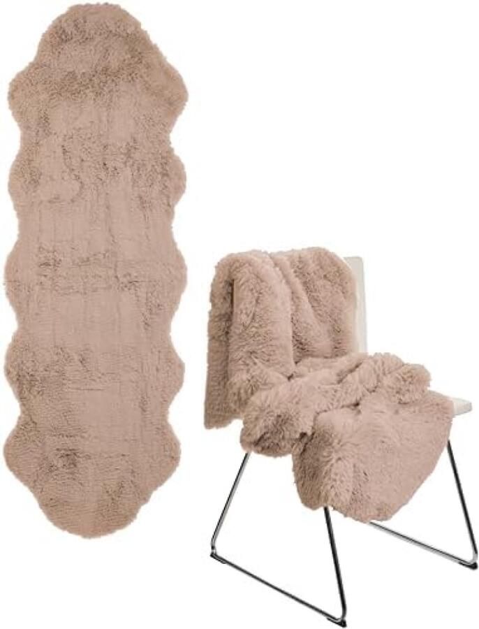 PromoHome Luxe Imitatie Lamsvacht Vloerkleed XXL Zacht Pluizig Tapijt voor Binnen en Buiten