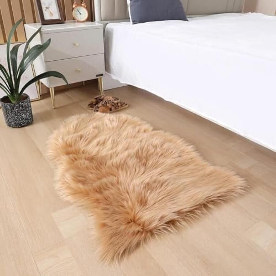 PromoHome Luxe Imitatie Schapenvacht Zacht Pluche Tapijt 60x90cm