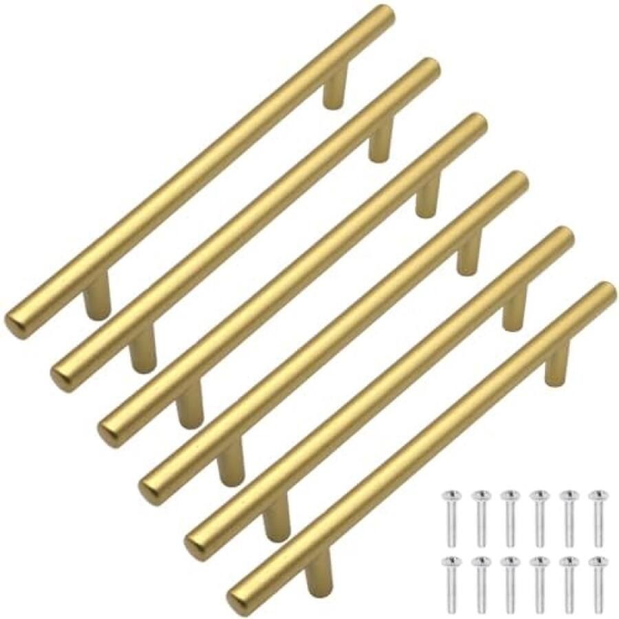 PromoHome Meubelhandgrepen Set 6 Stuks Gouden Kasttrekkers voor Keuken en Meubels