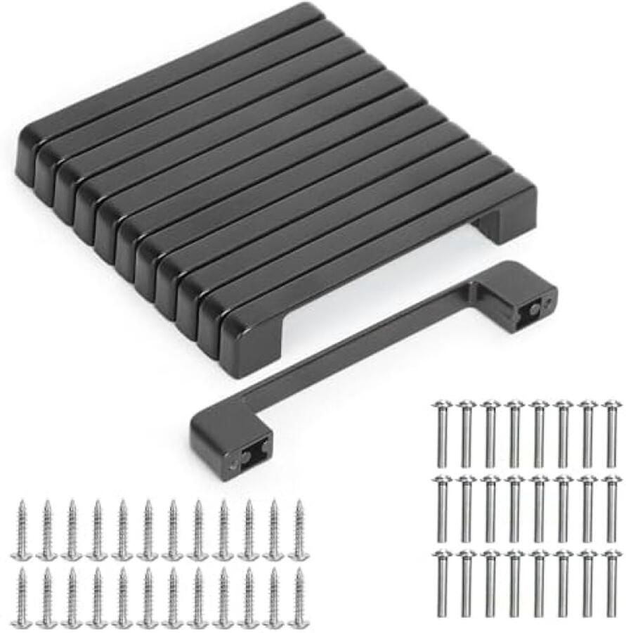 PromoHome Moderne Meubelhandvatten Set 12 Stuks Zwarte Kastgrepen voor Keuken en Meubels