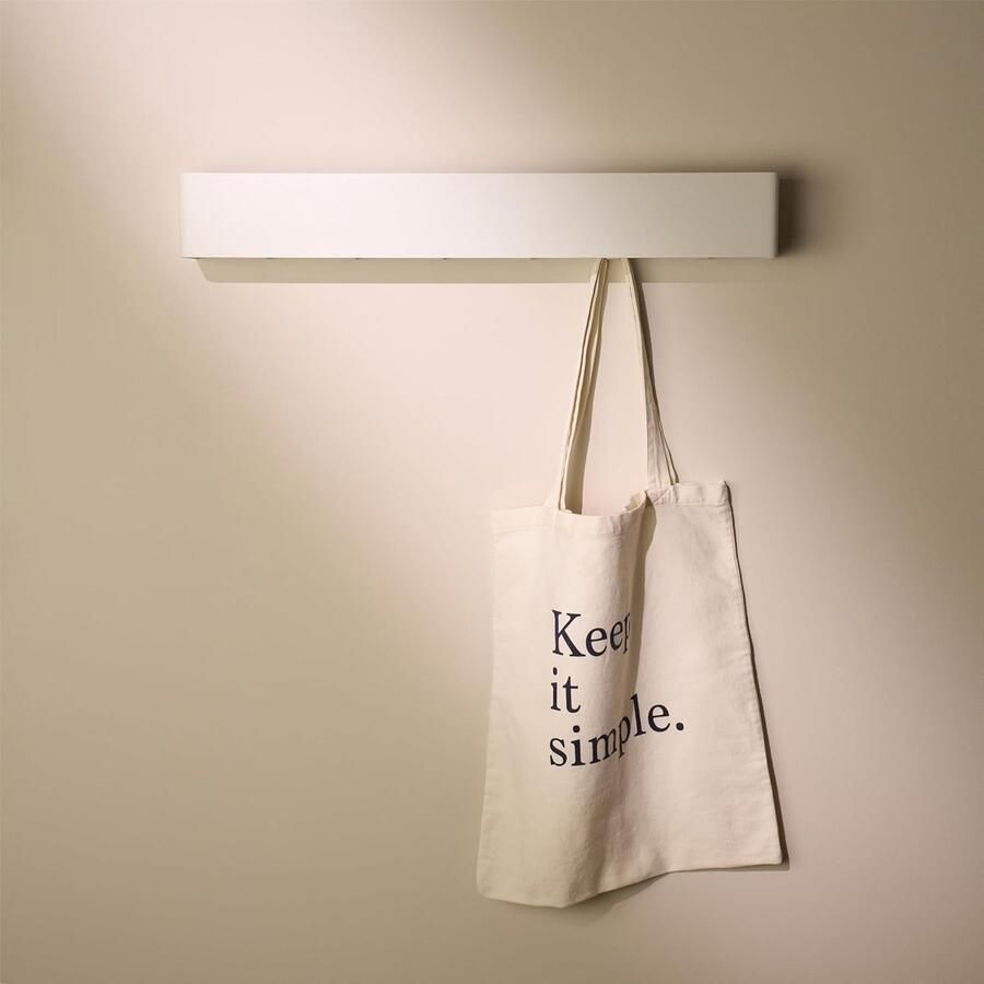 PromoHome Moderne Wandgarderobe Met Verborgen Haken Slanke Wandkapstok Voor Jassen En Tassen Elegante Opbergoplossing Voor Hal Entree En Slaapkamer 57 cm Breed Mat Wit