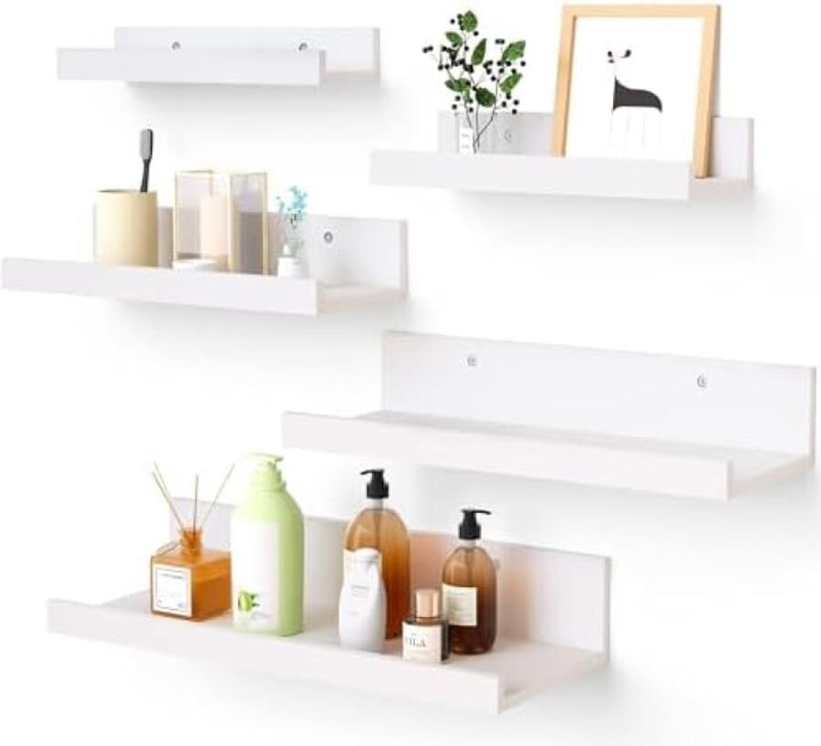 PromoHome Moderne Wandplanken Set 5 Stuks Zwevende Planken voor Elke Ruimte
