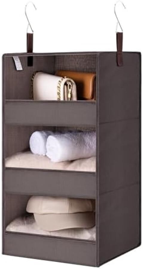 PromoHome Opvouwbare Hangende Kastorganizer met 3 Lekvrije Planken Ruimtebesparende Opslagoplossing voor Kast Slaapkamer Camper en Studentenkamer