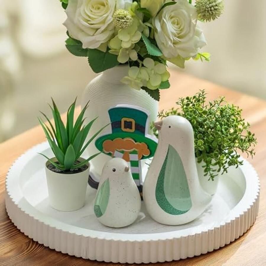 PromoHome Ronde Dienblad Salontafel Witte Houten Display met Sierranden